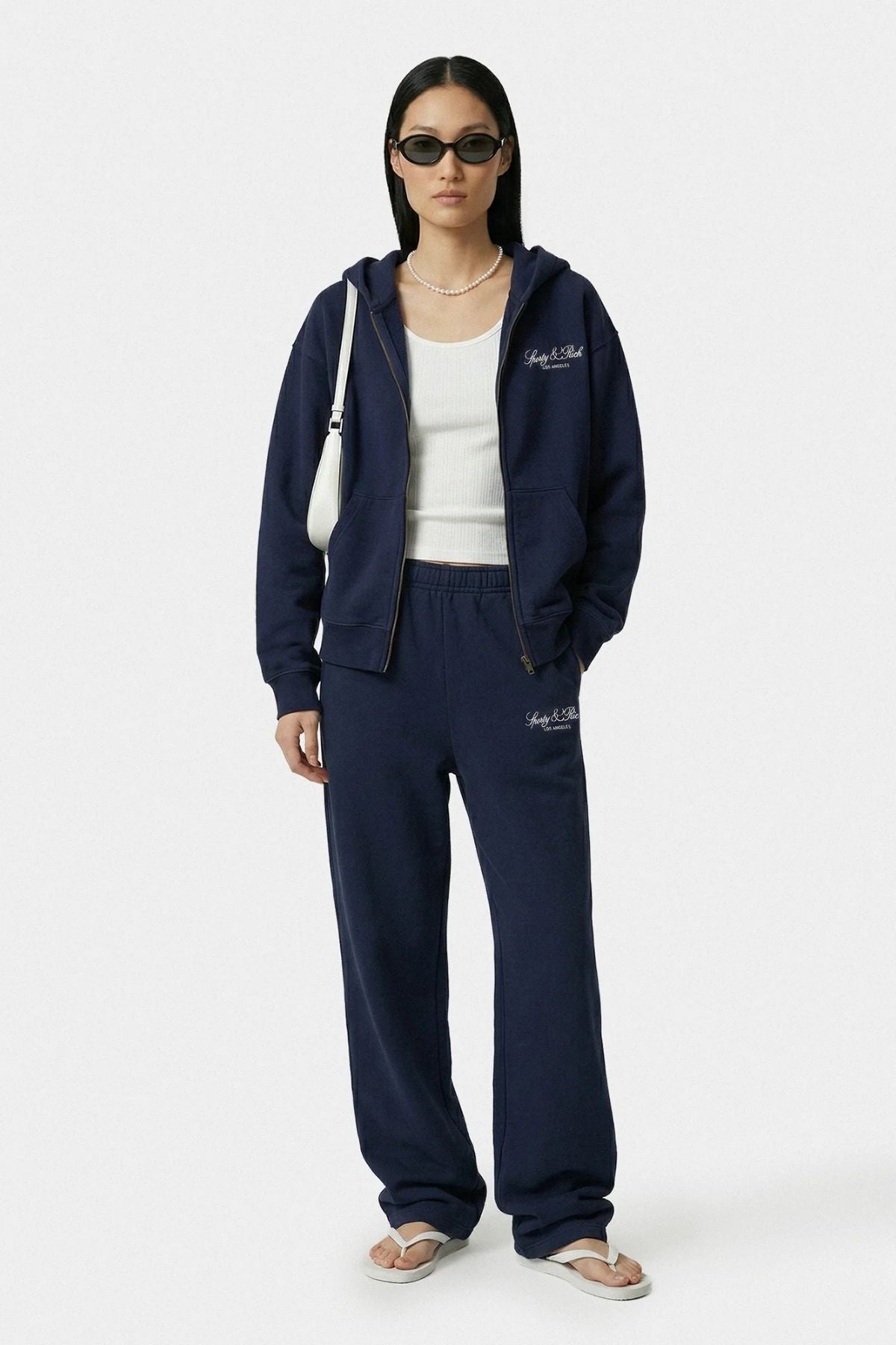 Sporty & Rich Vendome LA Embroidered Zip Hoodie - Dark Navy