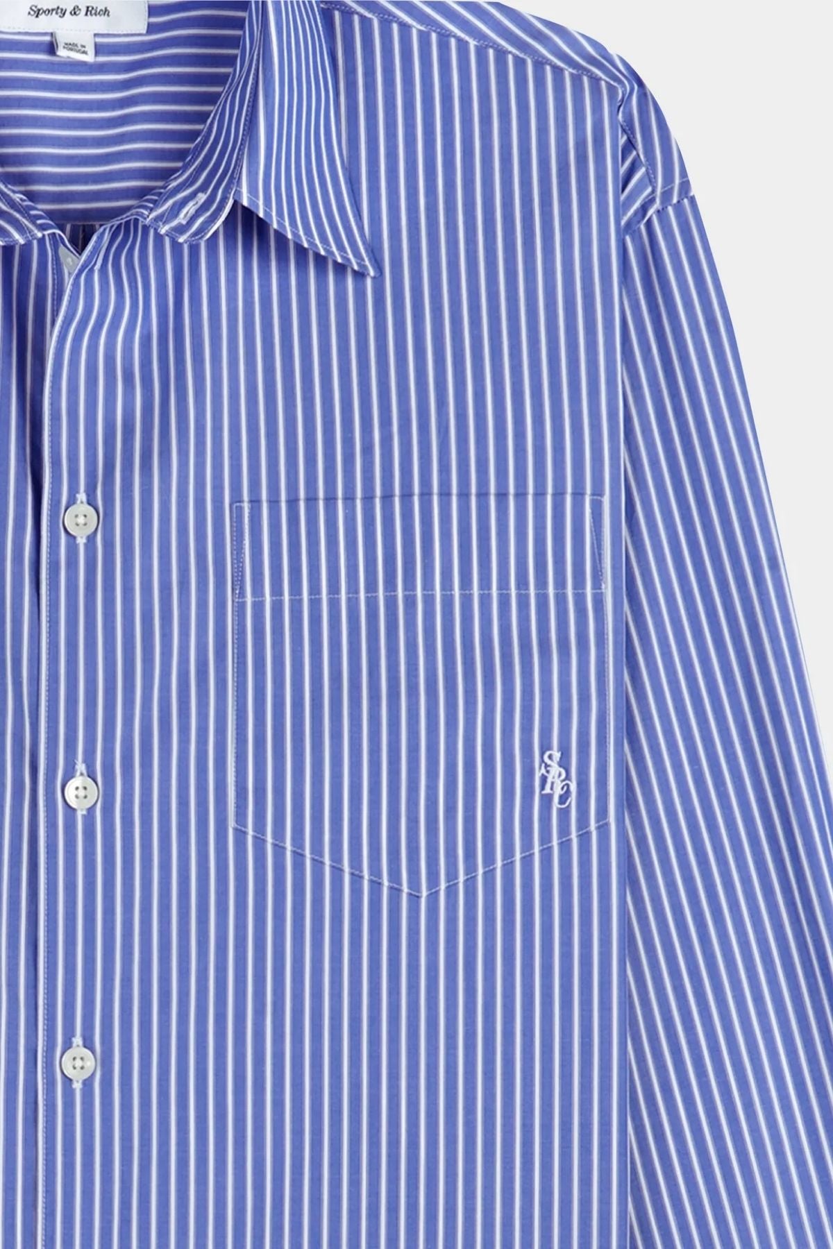 Sporty & Rich Coco SRC Oversized Shirt - Blue Striped