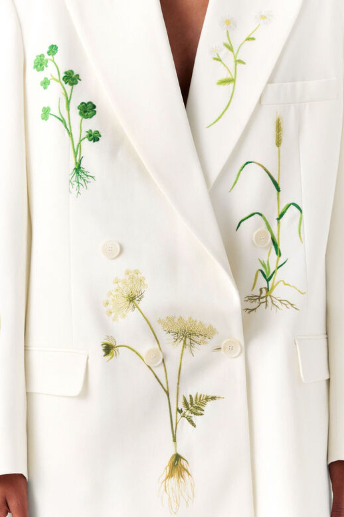 Stella McCartney Floral Double Breasted Blazer - Cream