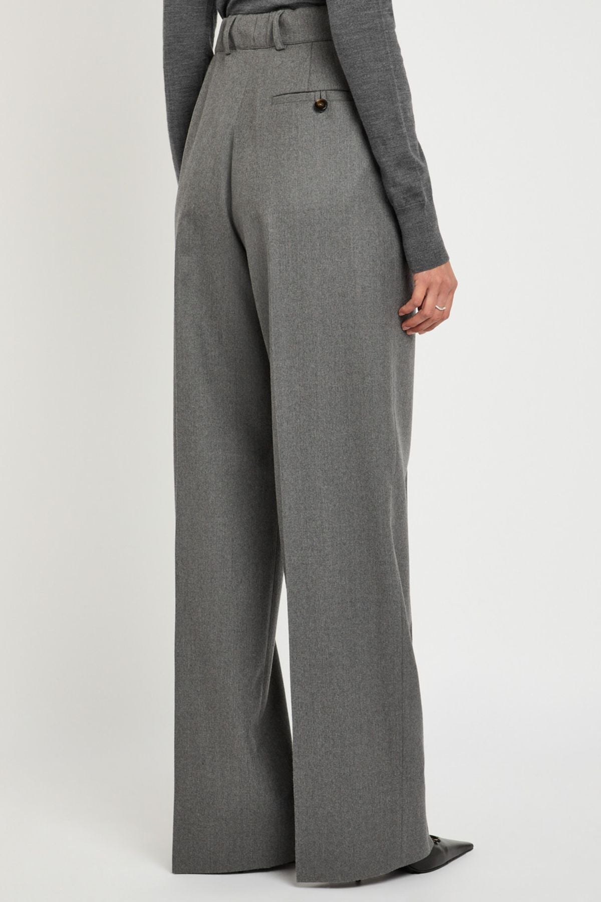 Stella McCartney Belted Flannel Trouser - Grey Melange