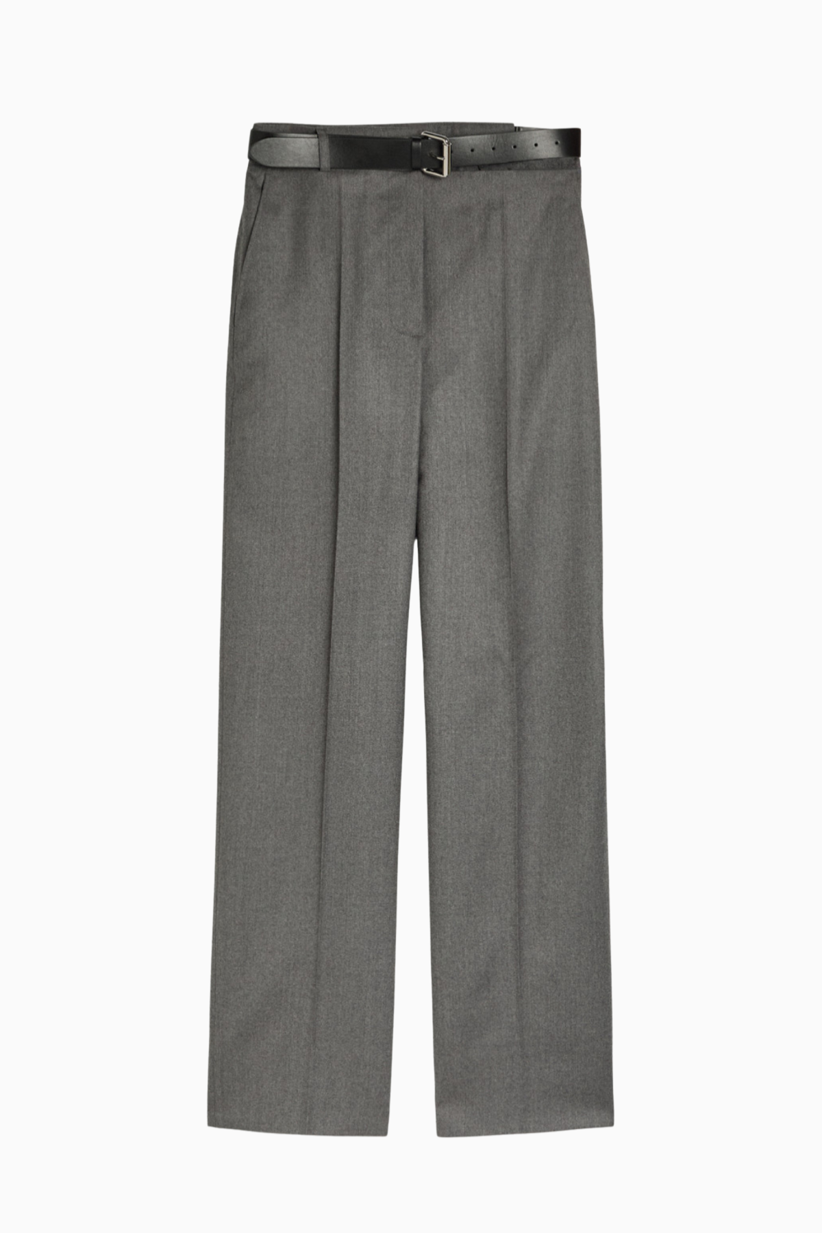 Stella McCartney Belted Flannel Trouser - Grey Melange