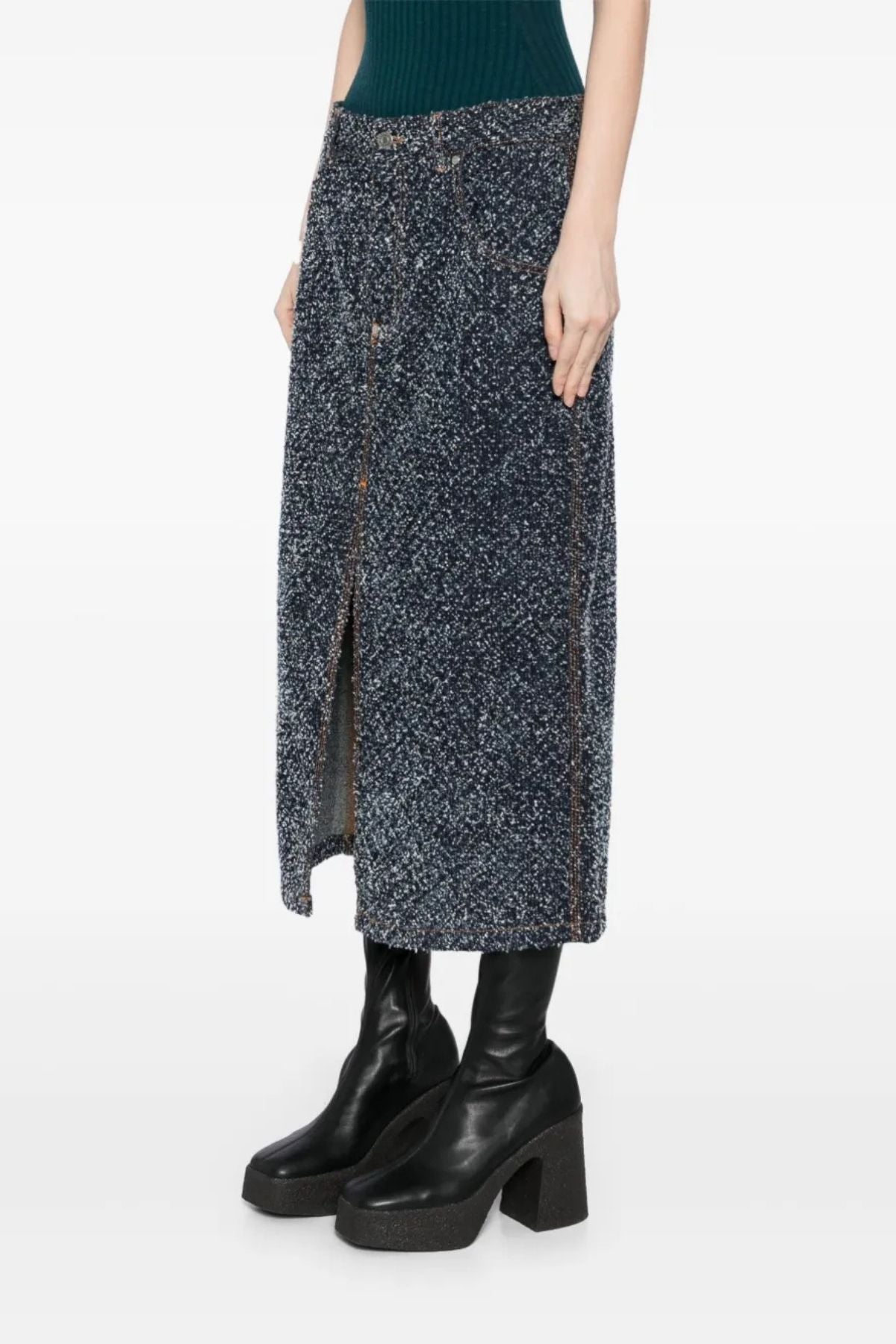 Stella McCartney Boucle Denim Skirt - Blue