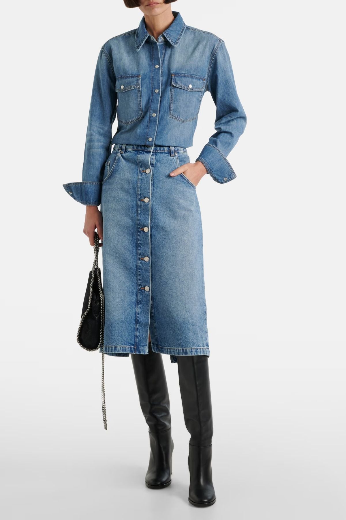 Stella McCartney Chain Pocket Denim Skirt - Medium Vintage Blue