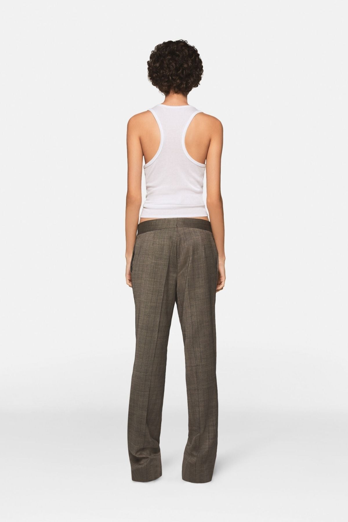 Stella McCartney Checked Straight-Leg Wool Trousers - Stone