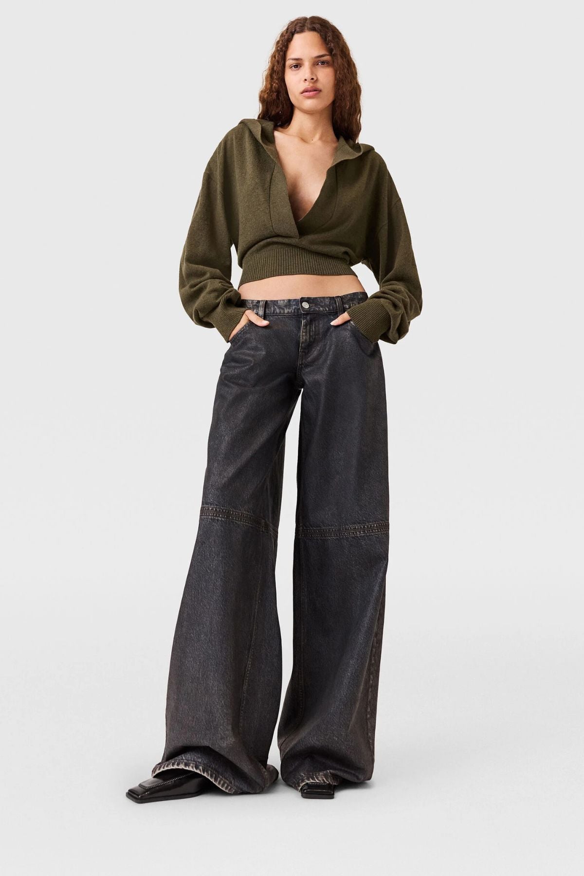 Stella McCartney Cosy Knit Hoodie - Dark Khaki