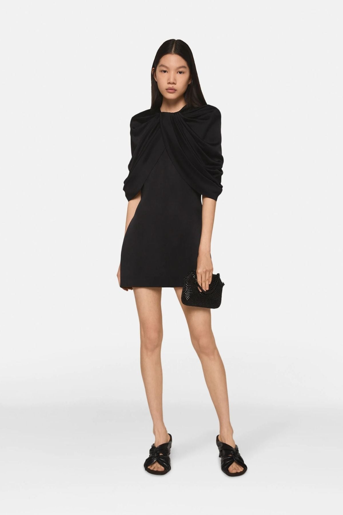 Stella McCartney Draped Satin Mini Dress - Black Stella McCartney Draped Satin Mini Dress - Black