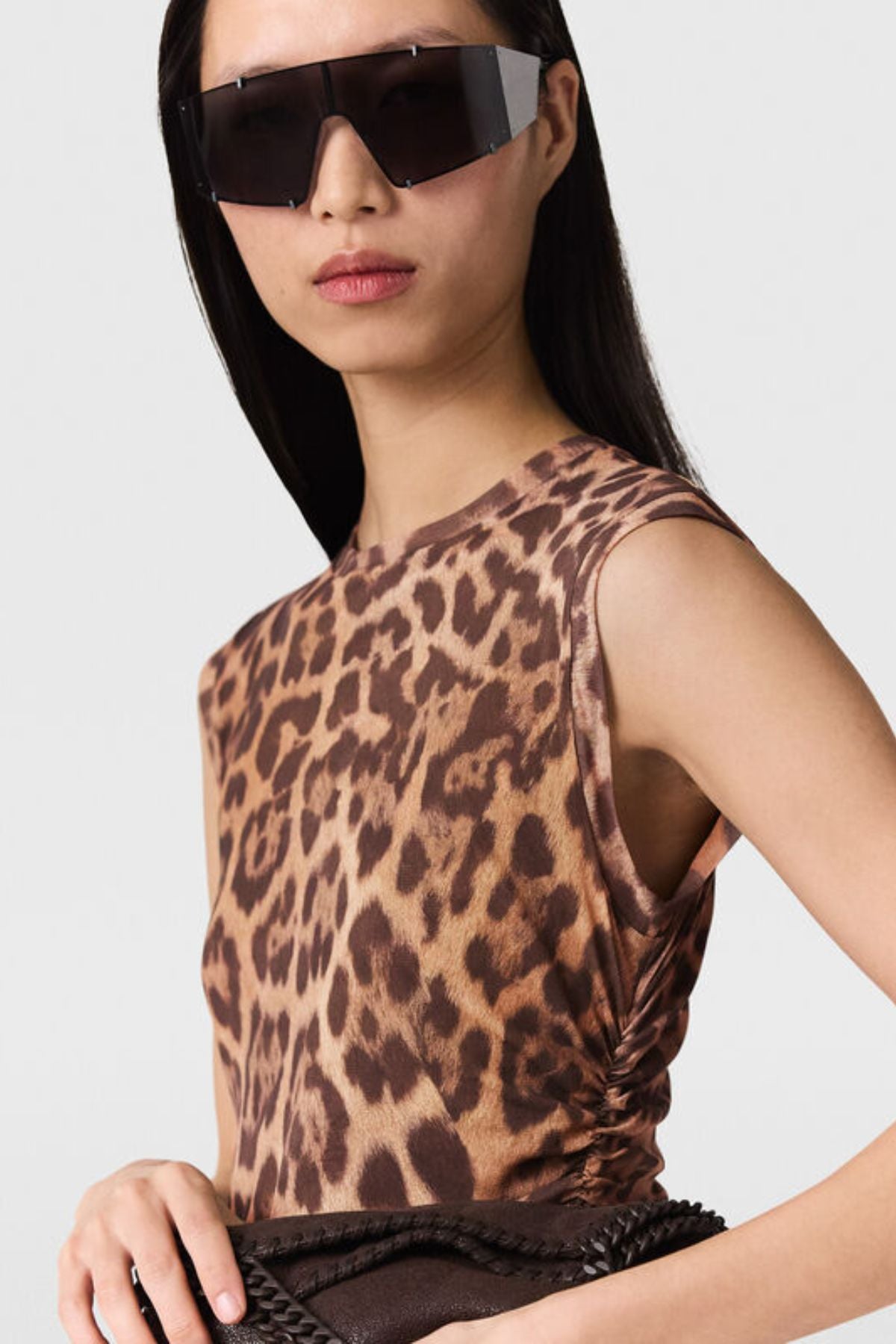 STELLA McCARTNEY Leopard Sleeveless Maxi Dress SS25【新作】 Stella McCartney Leopard Mesh Sleevless Dress in Multicolor