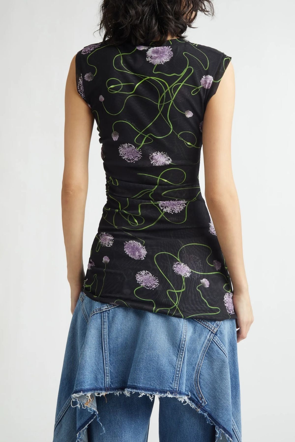 Stella McCartney Mesh Twisted Floral Top - Multi