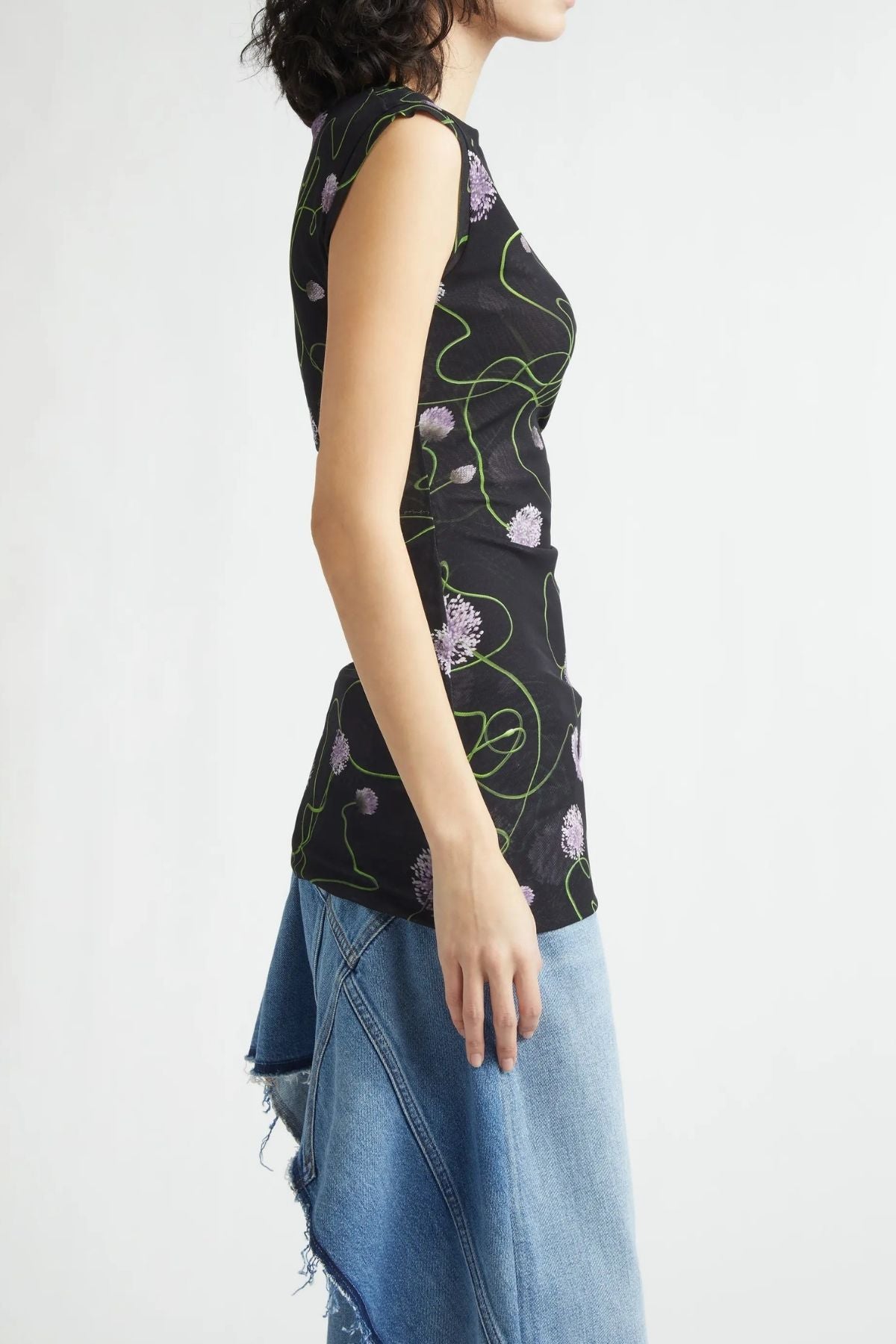 Stella McCartney Mesh Twisted Floral Top - Multi