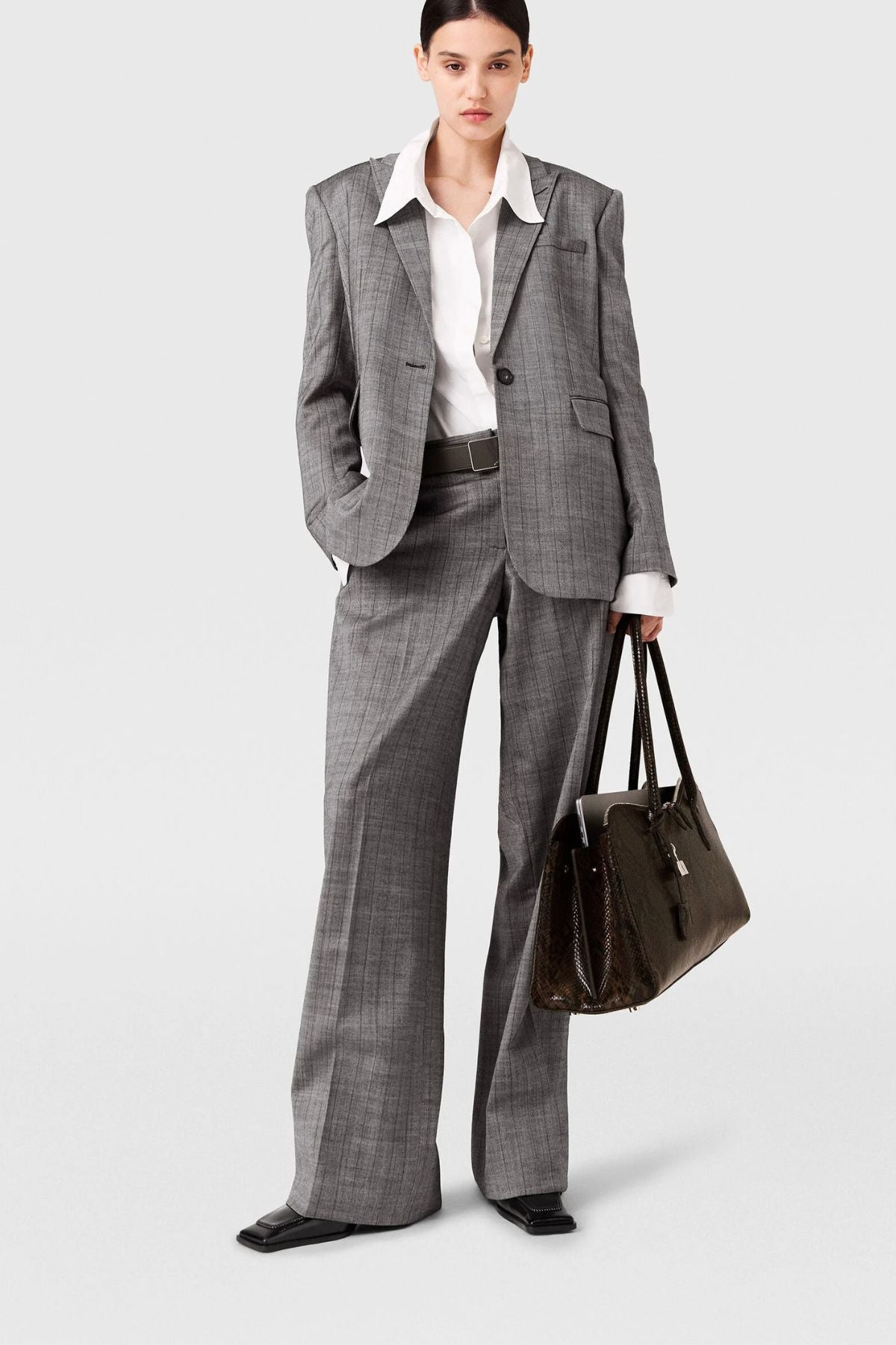 Stella McCartney Pinstripe Loose Runway Trousers - Grey
