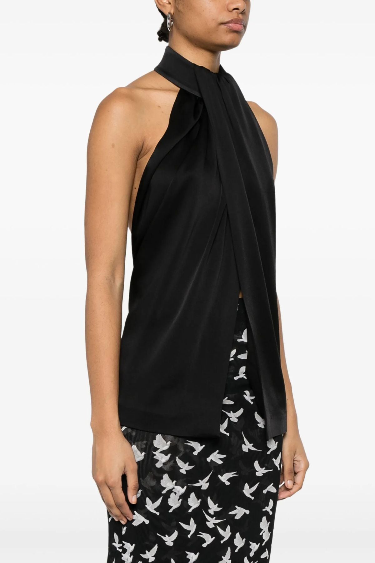 Stella McCartney Satin Halterneck Top - Black