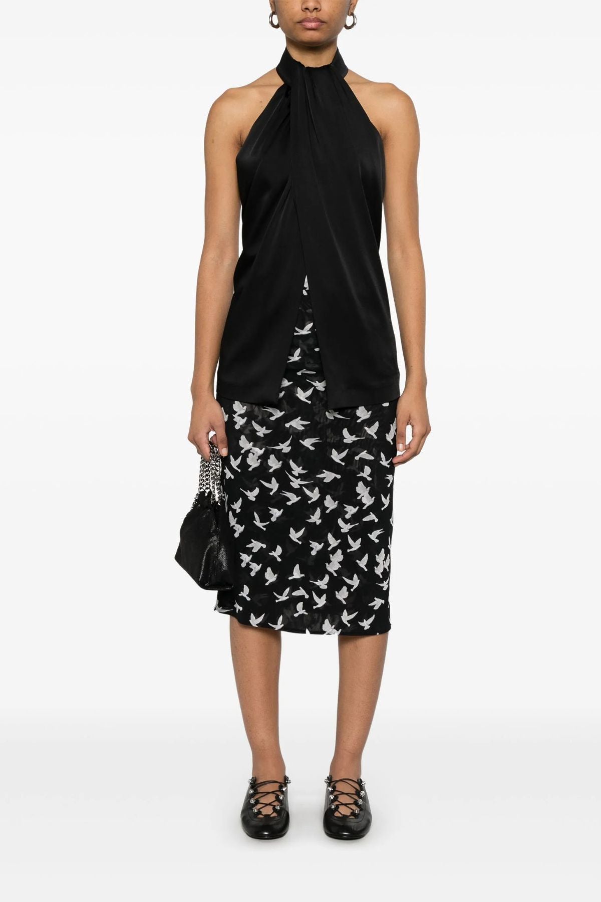 Stella McCartney Satin Halterneck Top - Black