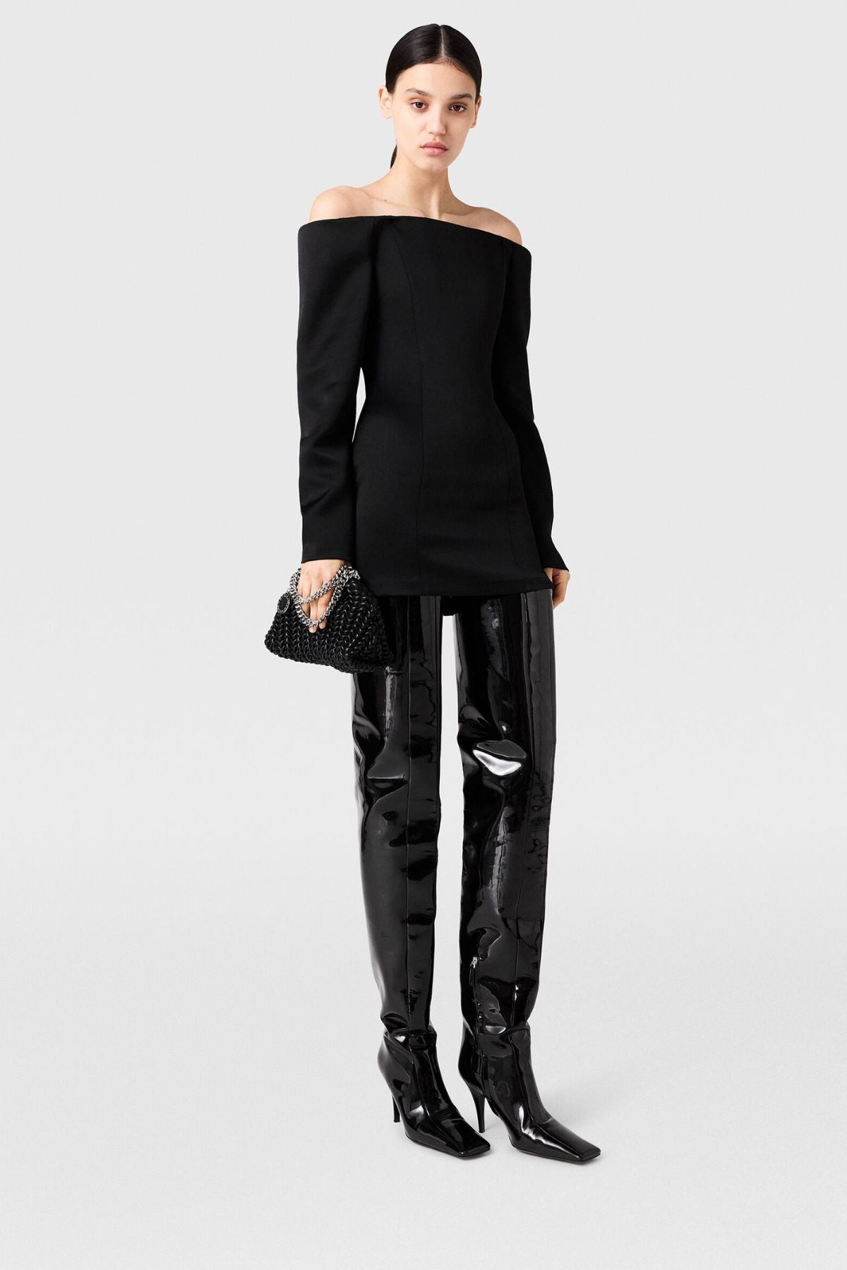 Stella McCartney Satin LS Mini Dress - Black