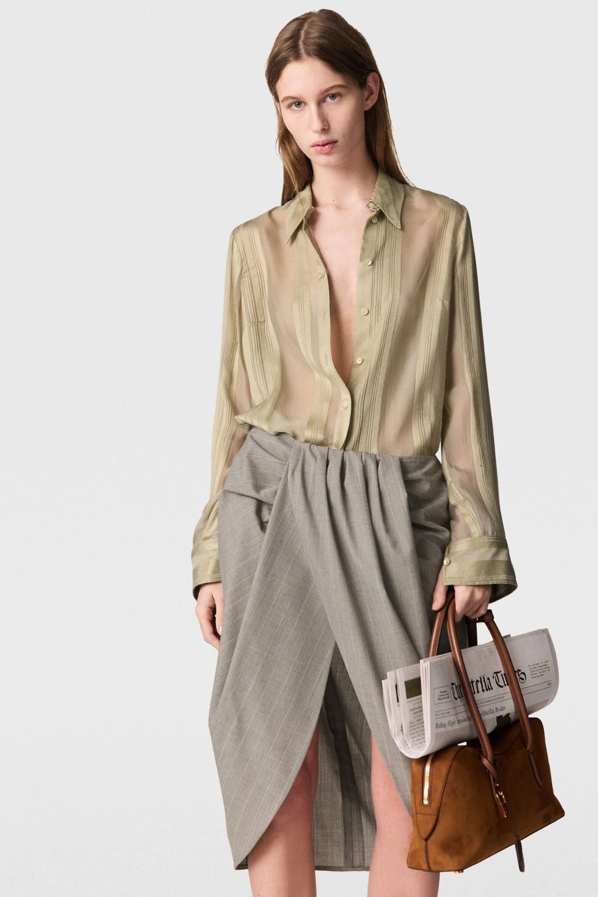 Stella McCartney Sheer Stripe Fitted Shirt - Sage