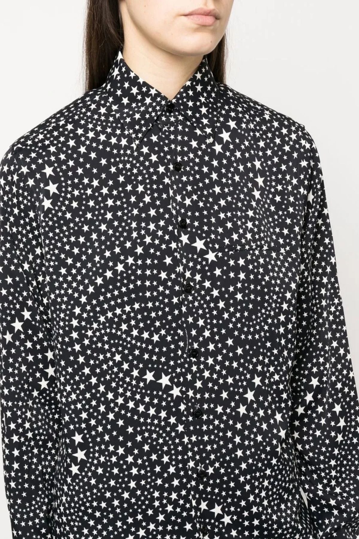 Stella Mccartney Star Print Silk Shirt - Black/ Oat