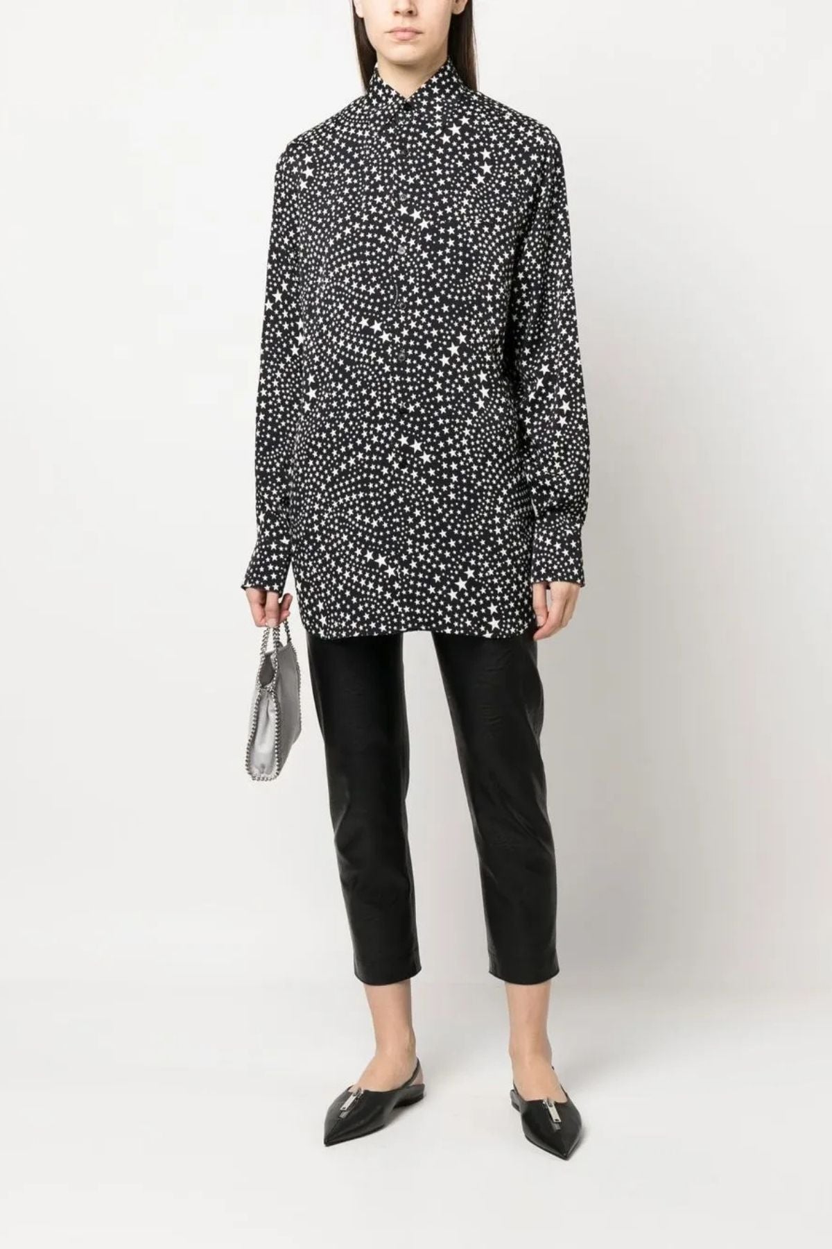 Stella Mccartney Star Print Silk Shirt - Black/ Oat