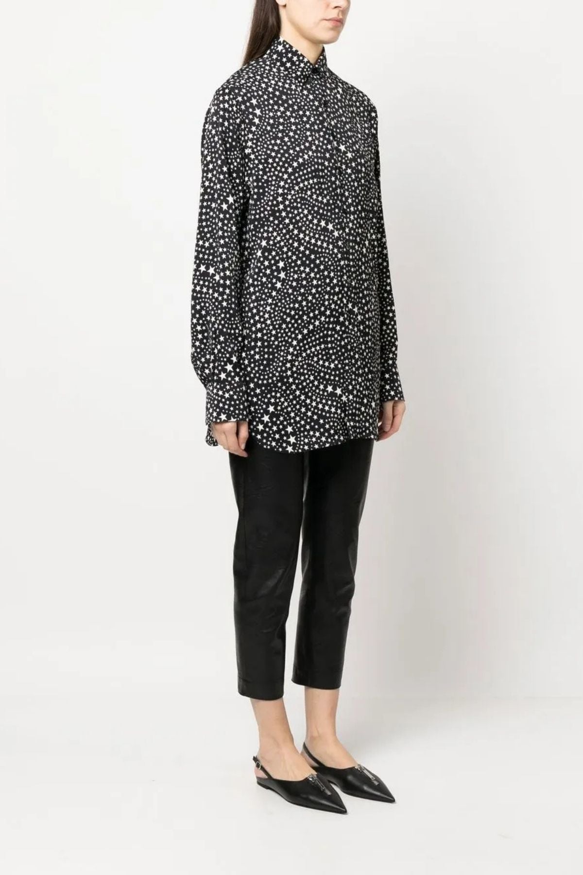 Stella Mccartney Star Print Silk Shirt - Black/ Oat