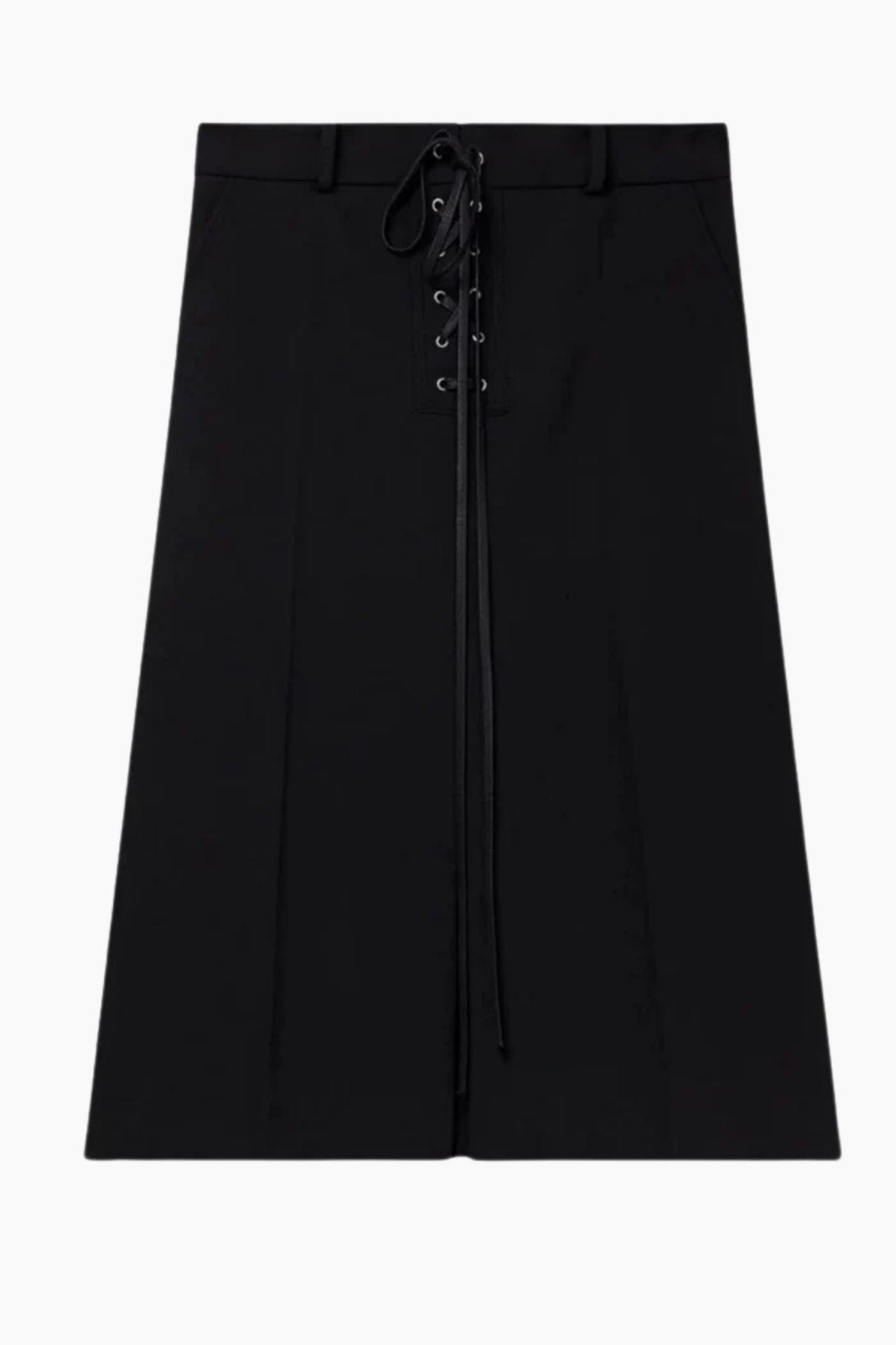Stella McCartney Whipstitch Closure Wool Skirt - Black