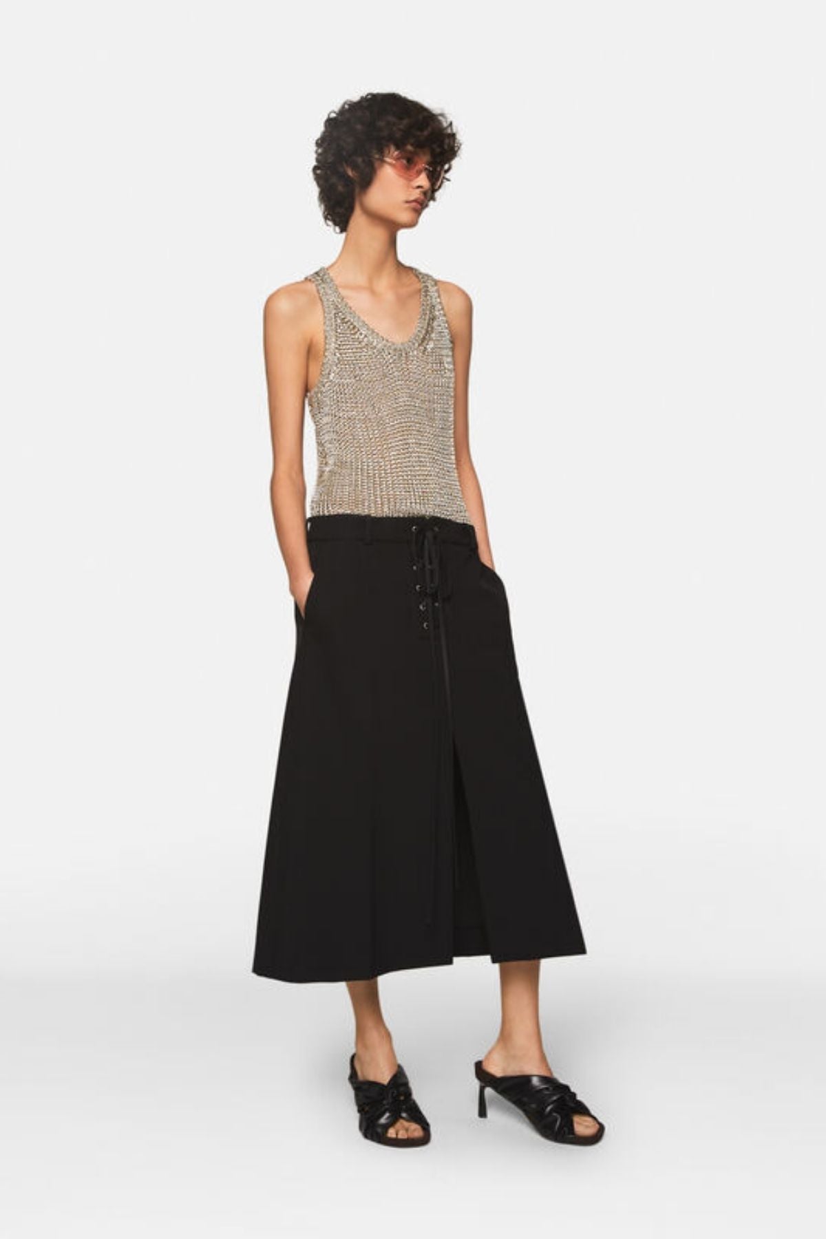 Stella McCartney Whipstitch Closure Wool Skirt - Black