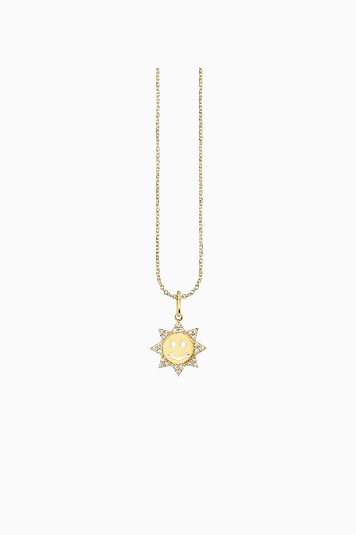 Sydney Evan Small Happy Face Sun Charm - Yellow Gold