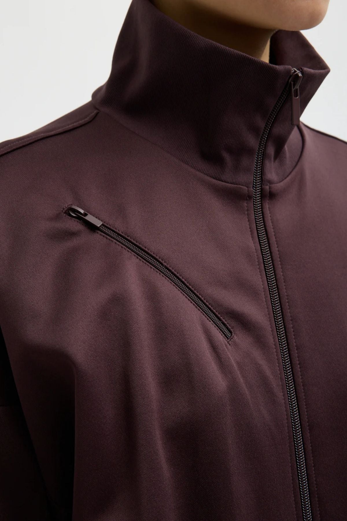 Tibi Active Knit Zipper Detailed Track Jacket - Brown