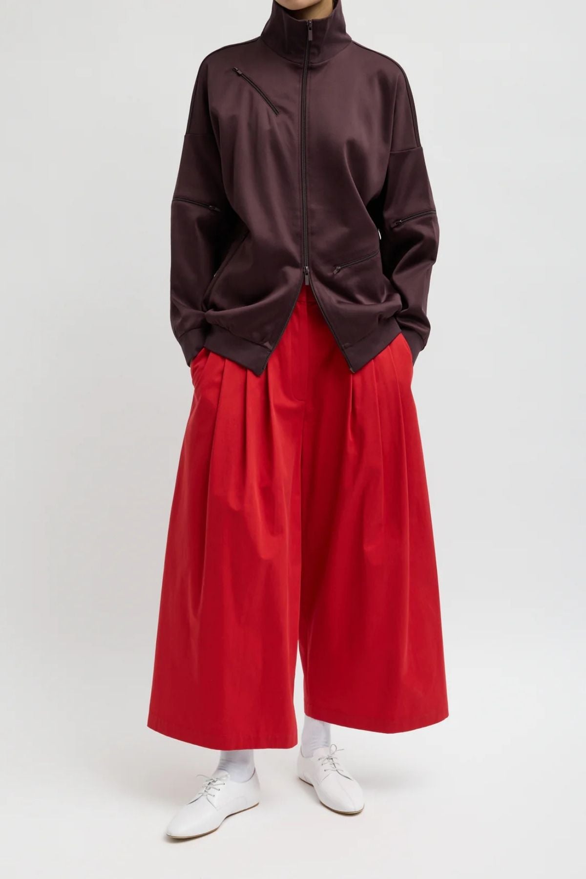 Tibi Active Knit Zipper Detailed Track Jacket - Brown