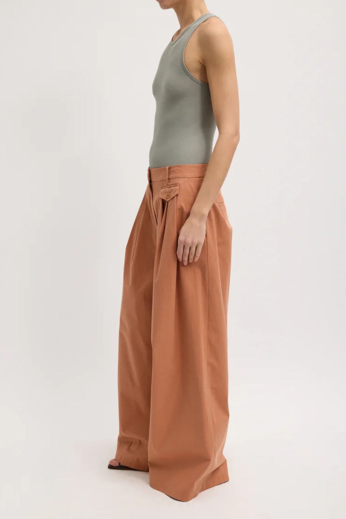 Tibi Bio Twill Triple Pleat Long Pant - Yam