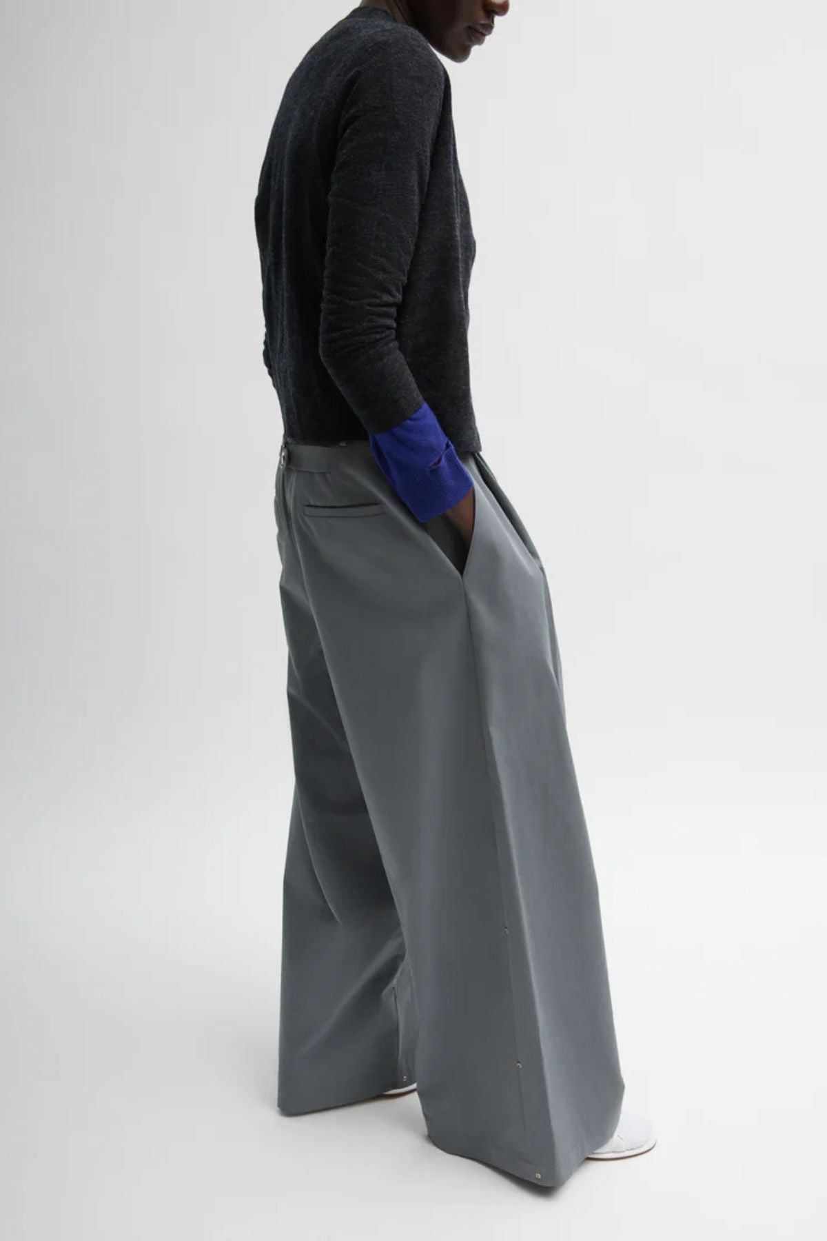 Tibi Bio Twill Triple Pleat Pant - Grey