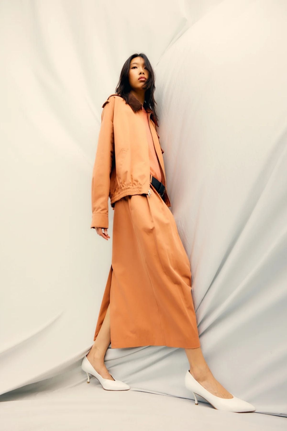 Tibi Bio Twill Triple Pleat Skirt Yam