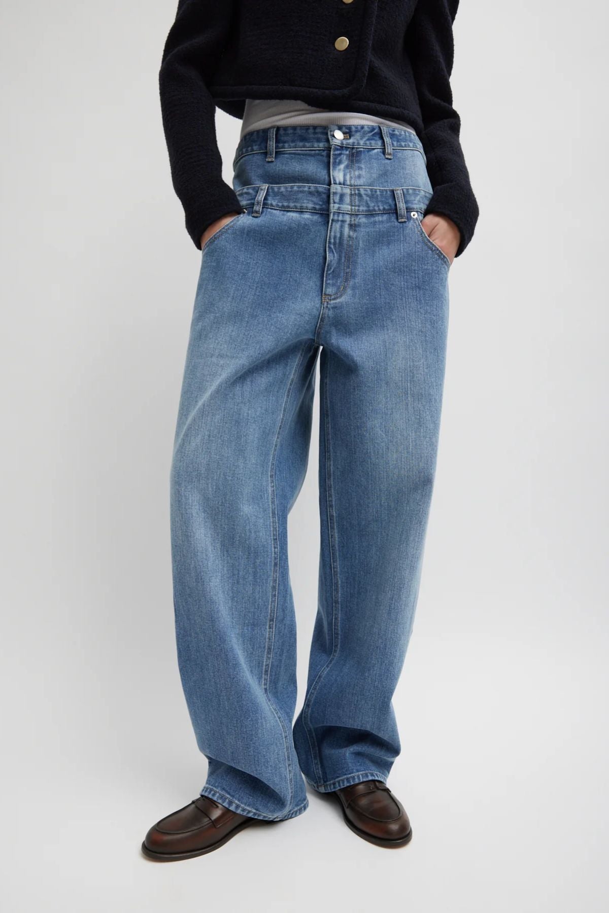 Tibi Double Waisted Carpenter Jean Classic Blue