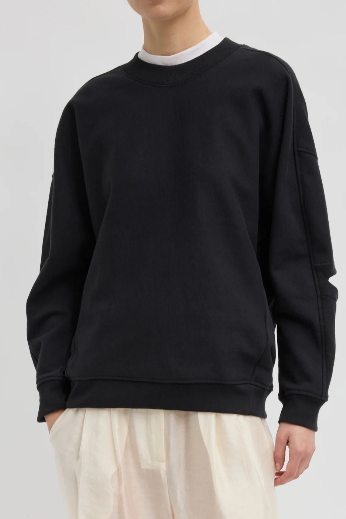 Tibi Cocoon Crewneck Sweatshirt - Black