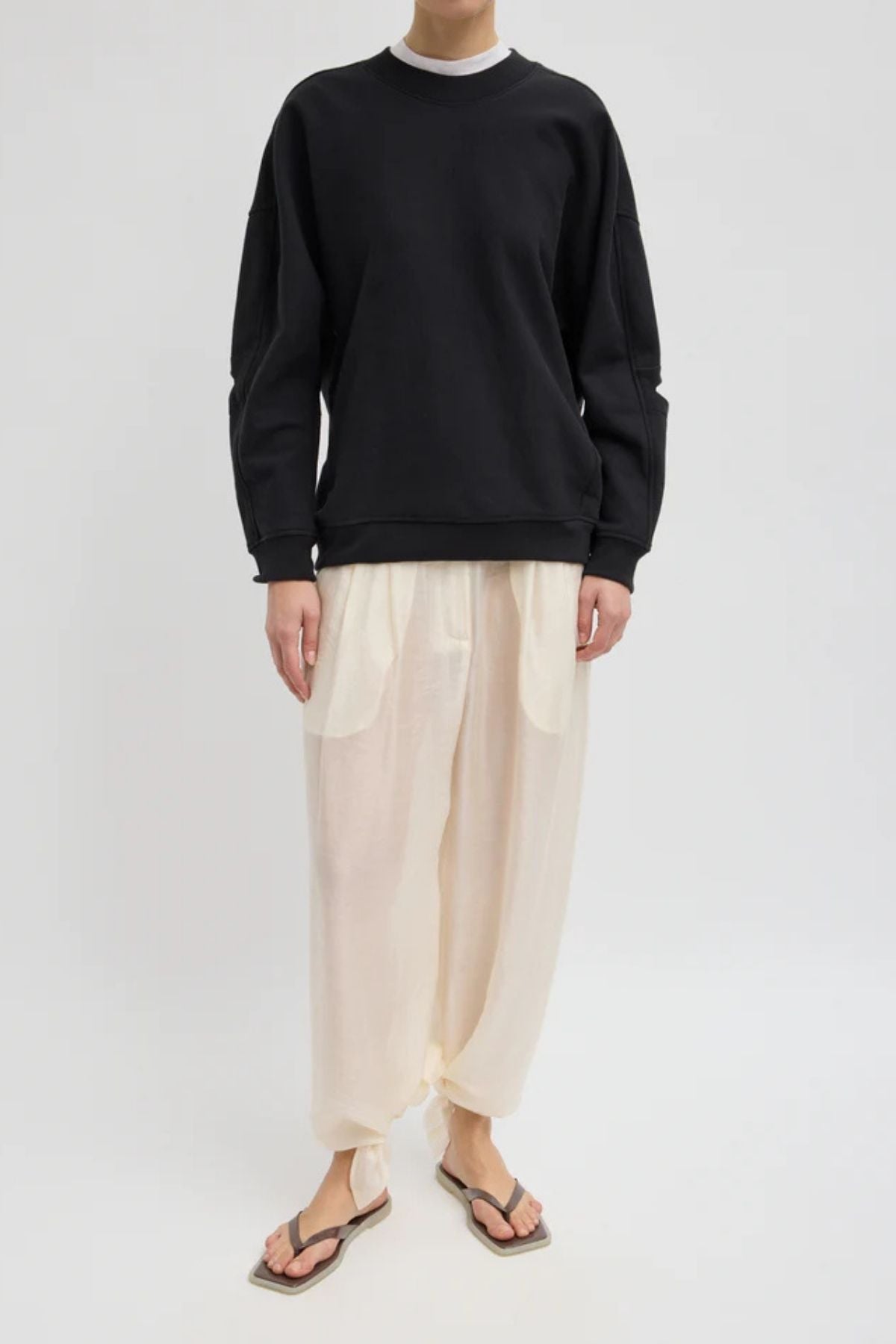 Tibi Cocoon Crewneck Sweatshirt - Black