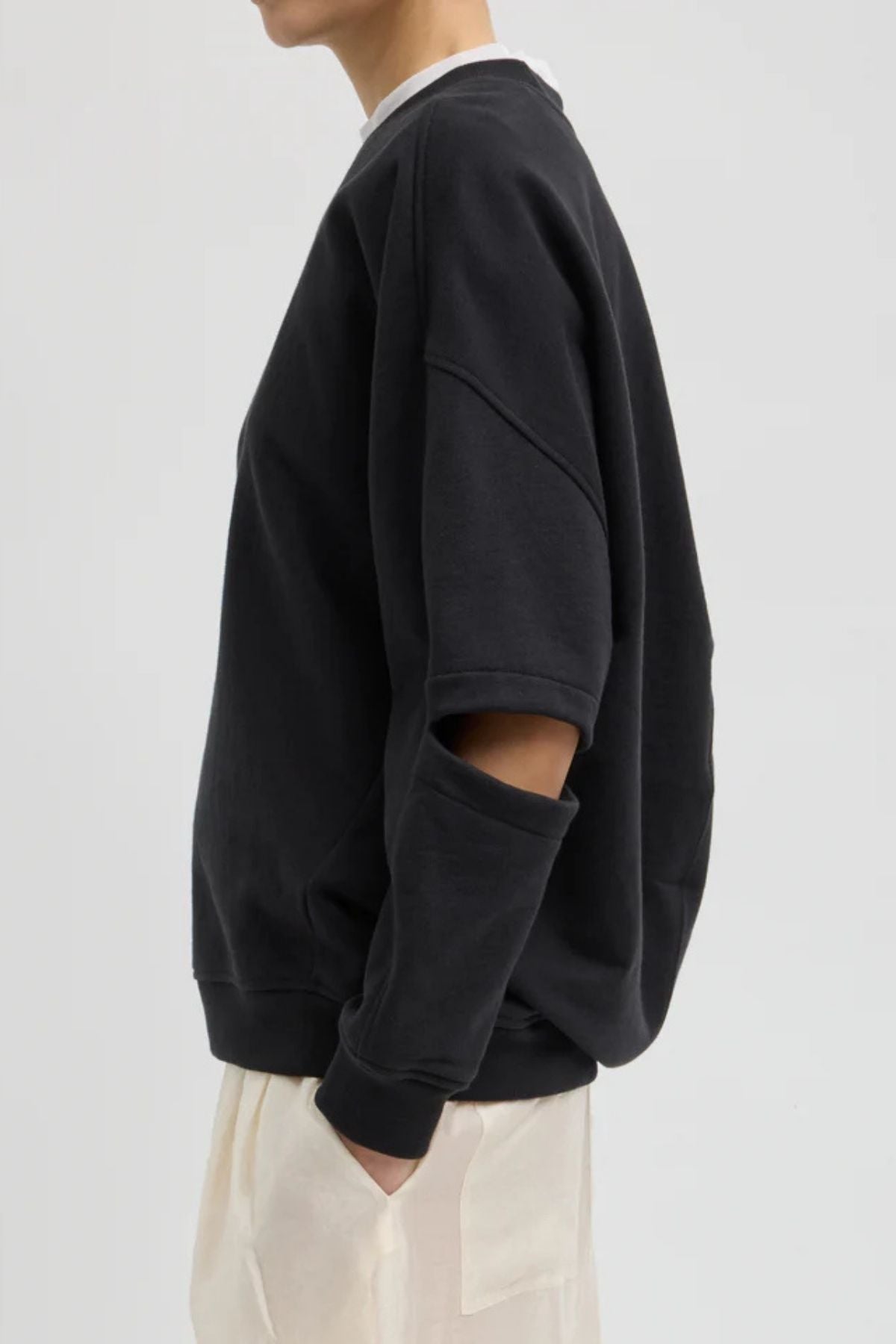 Tibi Cocoon Crewneck Sweatshirt - Black