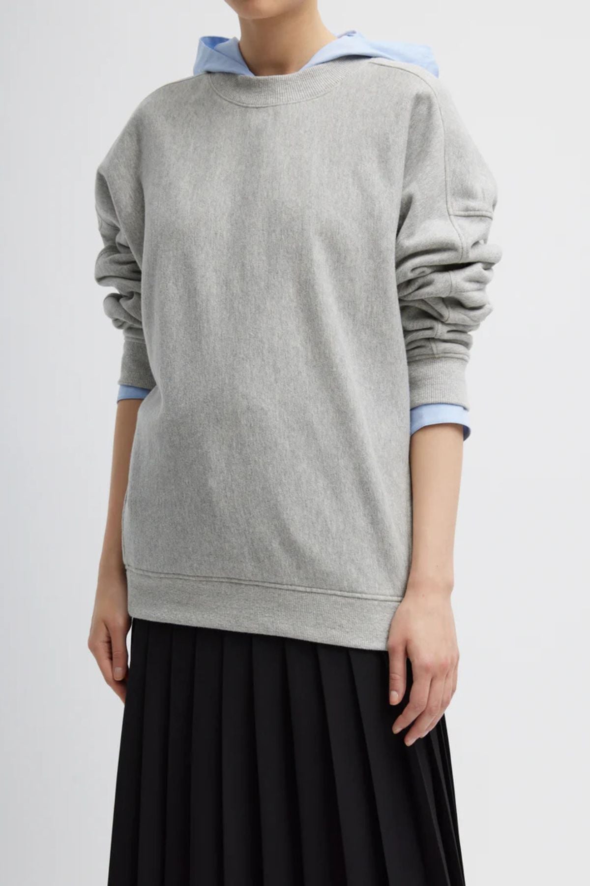 Tibi Cocoon Crewneck Sweatshirt - Heather Grey
