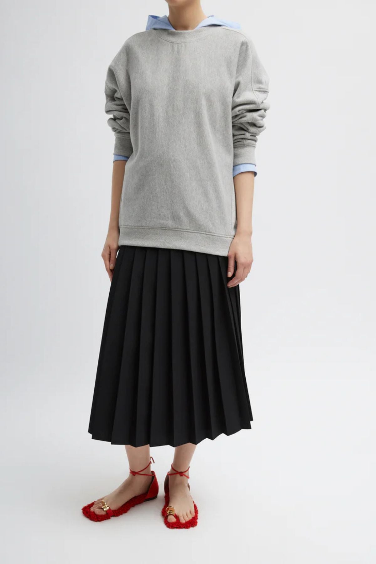 Tibi Cocoon Crewneck Sweatshirt - Heather Grey