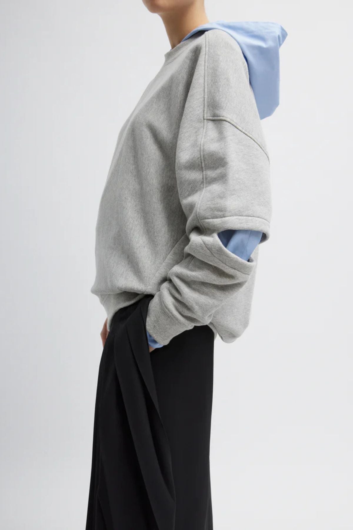 Tibi Cocoon Crewneck Sweatshirt - Heather Grey