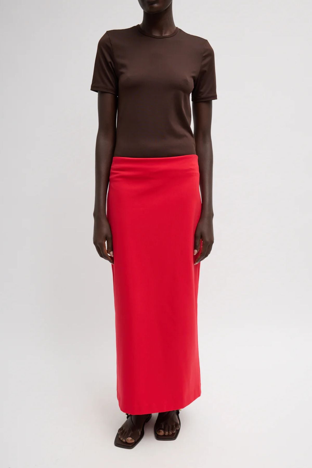 Tibi Compact Ultra Stretch Knit Pencil Skirt - Red