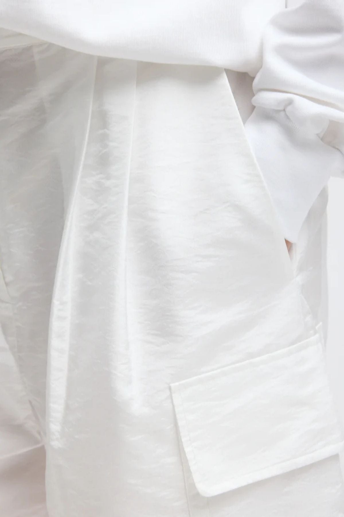 Tibi Crispy Nylon Stella Short - White