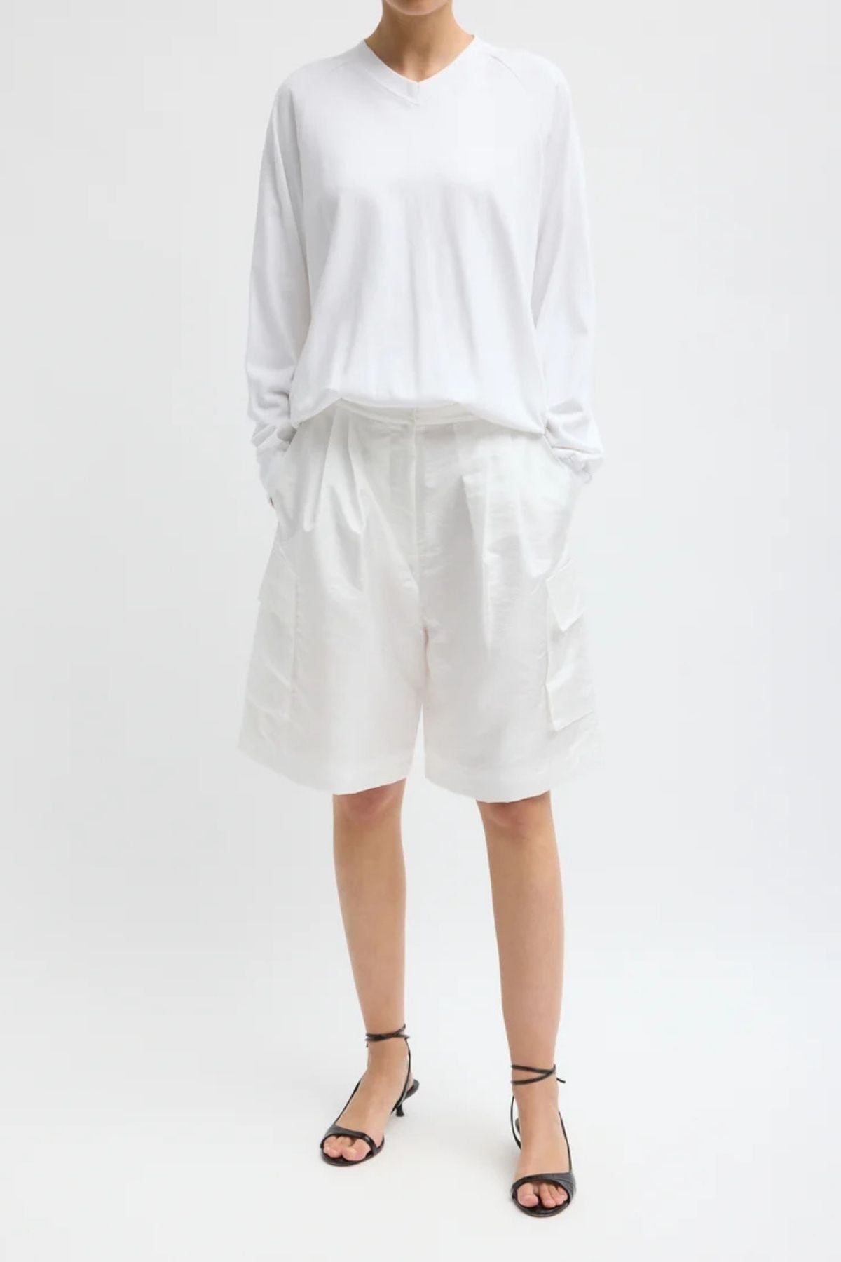Tibi Crispy Nylon Stella Short - White