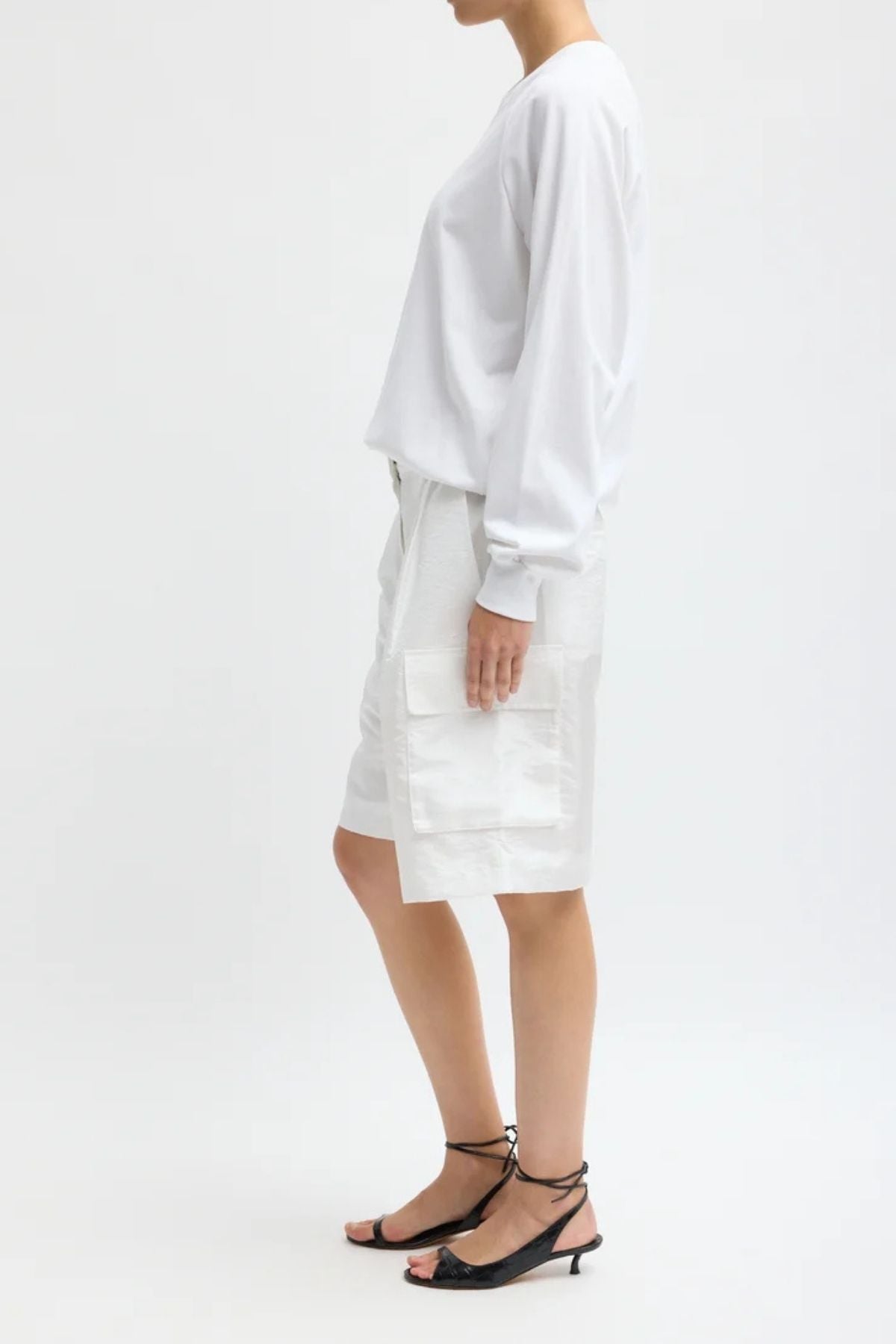 Tibi Crispy Nylon Stella Short - White