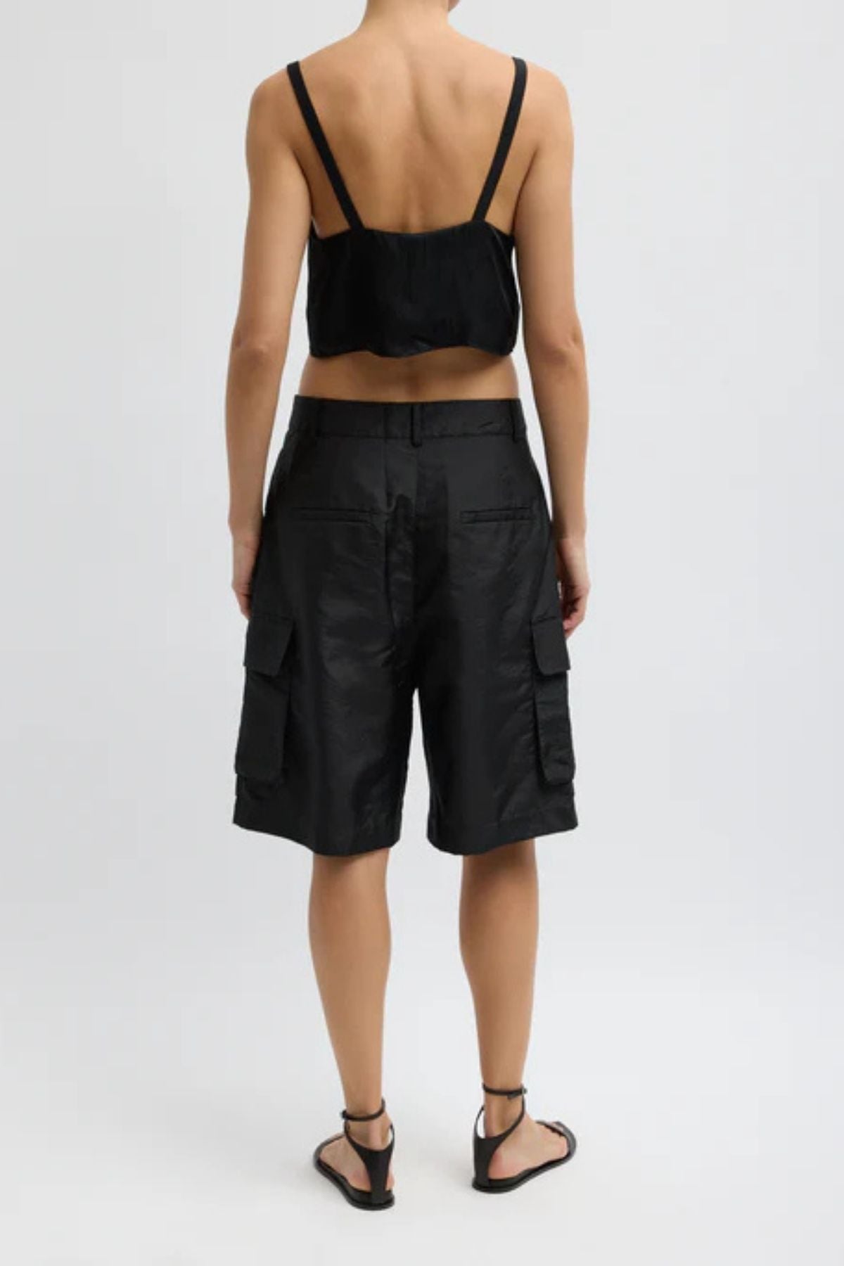 Tibi Crispy Nylon Stella Short - Black
