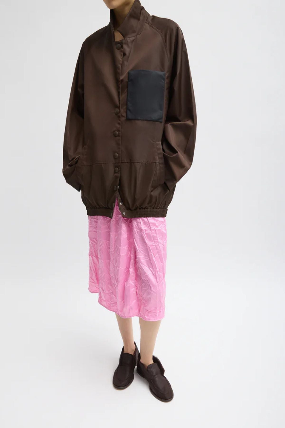 Tibi Eco Nylon Bomber Jacket - Brown