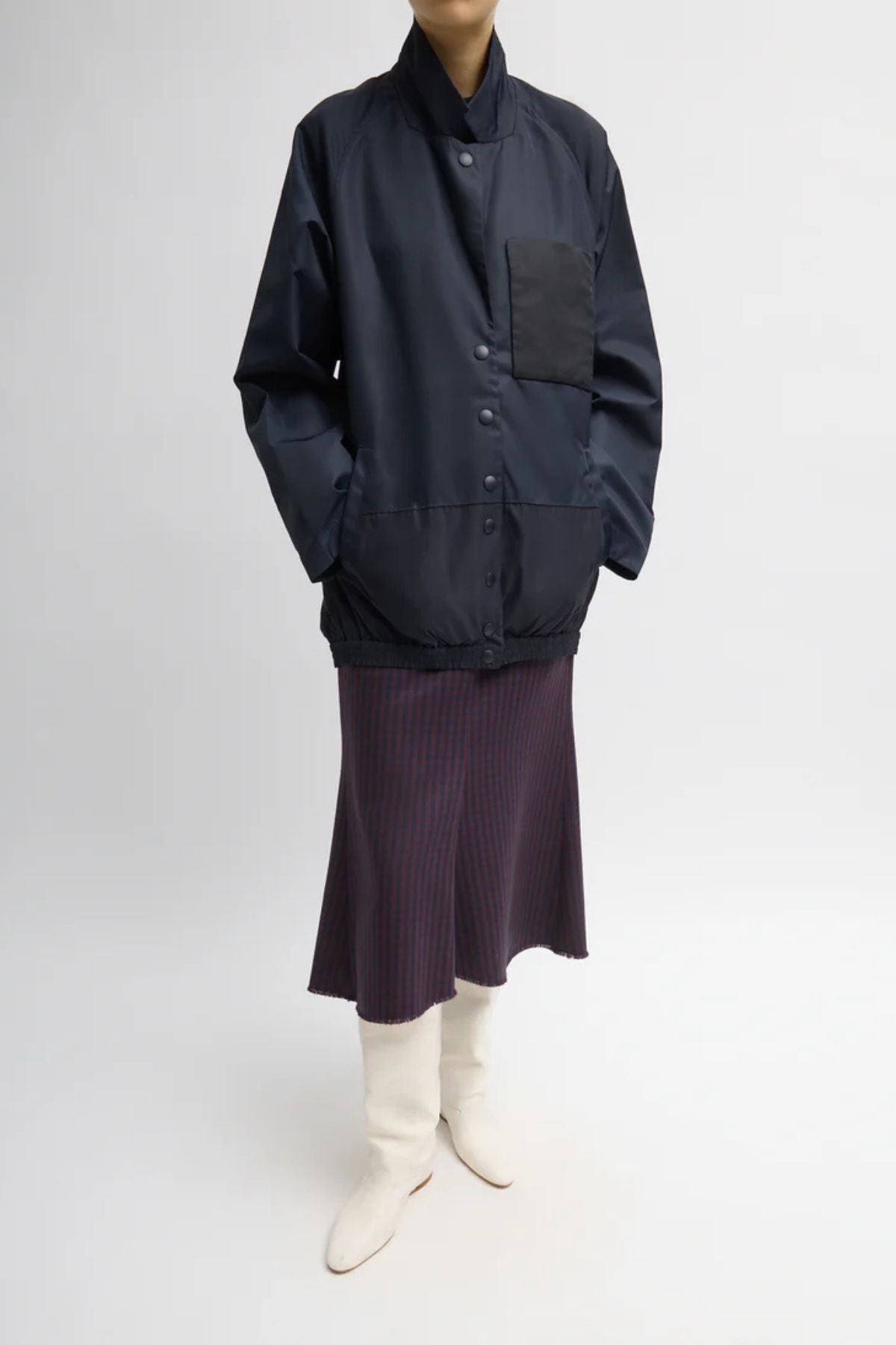 Tibi Eco Nylon Bomber Jacket - Navy