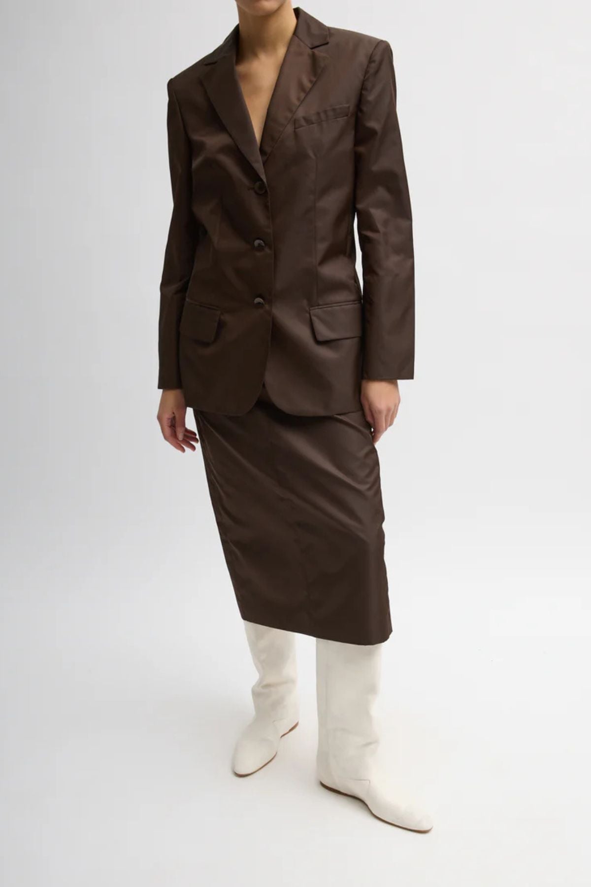 Tibi Eco Nylon Max Blazer - Brown