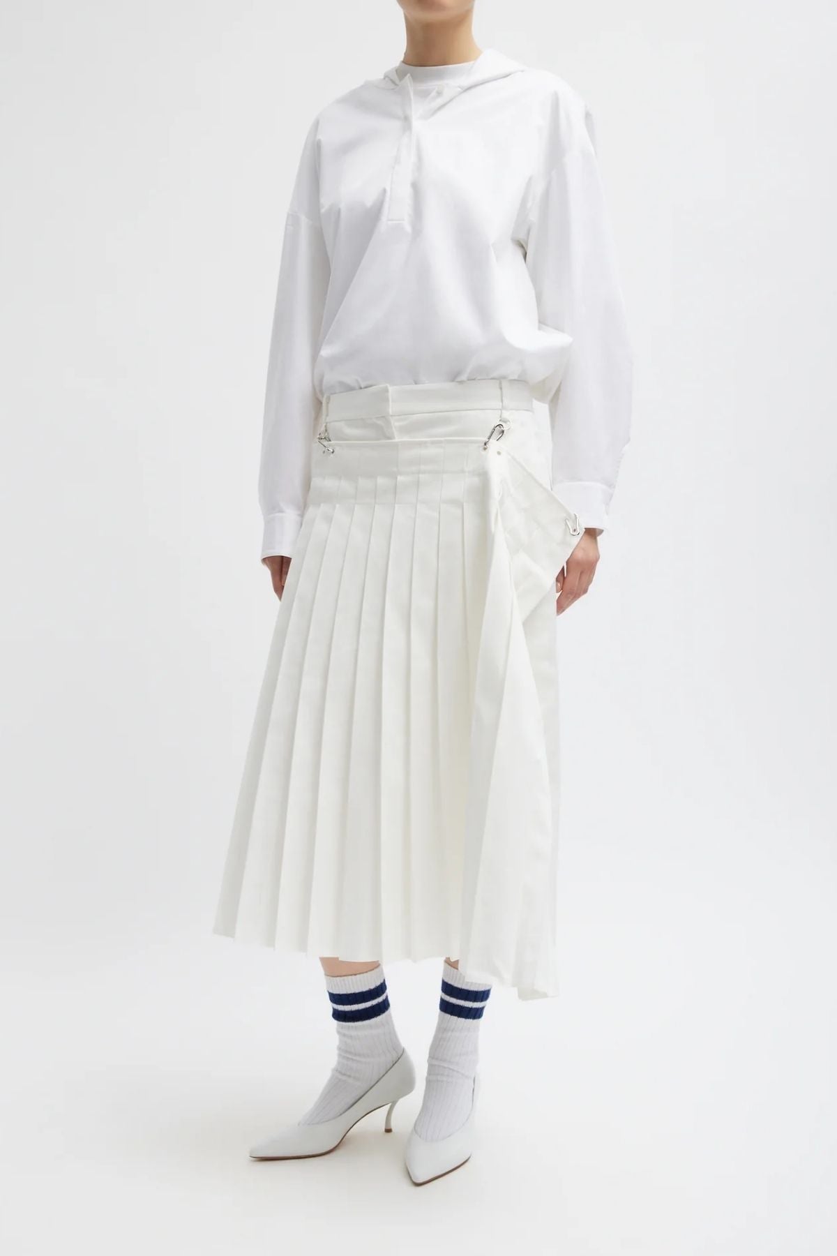Tibi Eco Poplin Hooded Shirt White