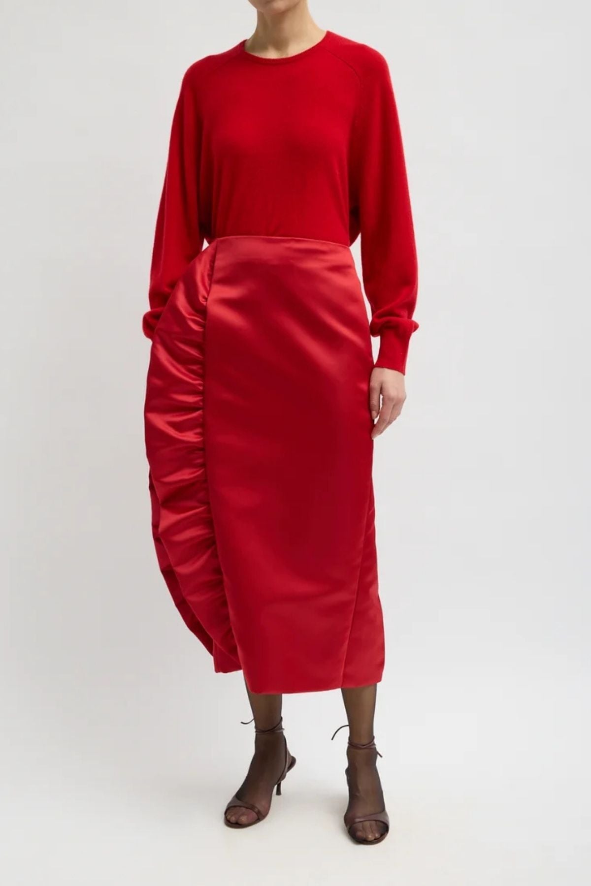 Tibi Featherweight Cashmere Crew - Red