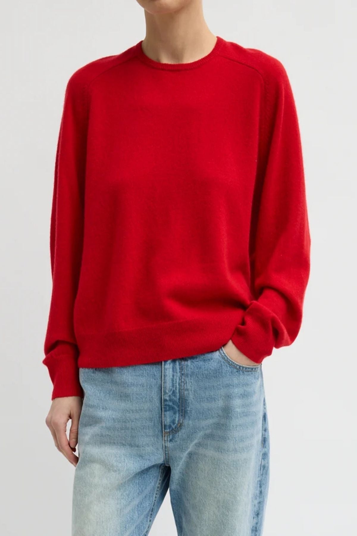 Tibi Featherweight Cashmere Crew - Red