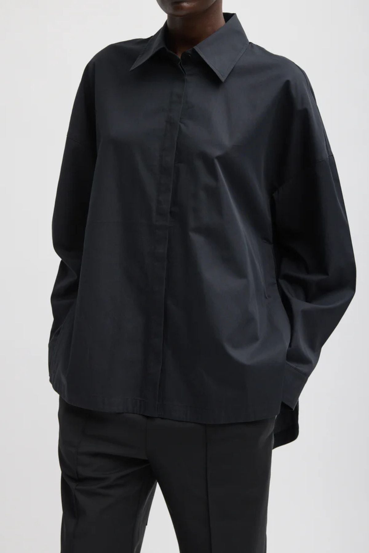 Tibi Gabe Oversized Shirt - Black