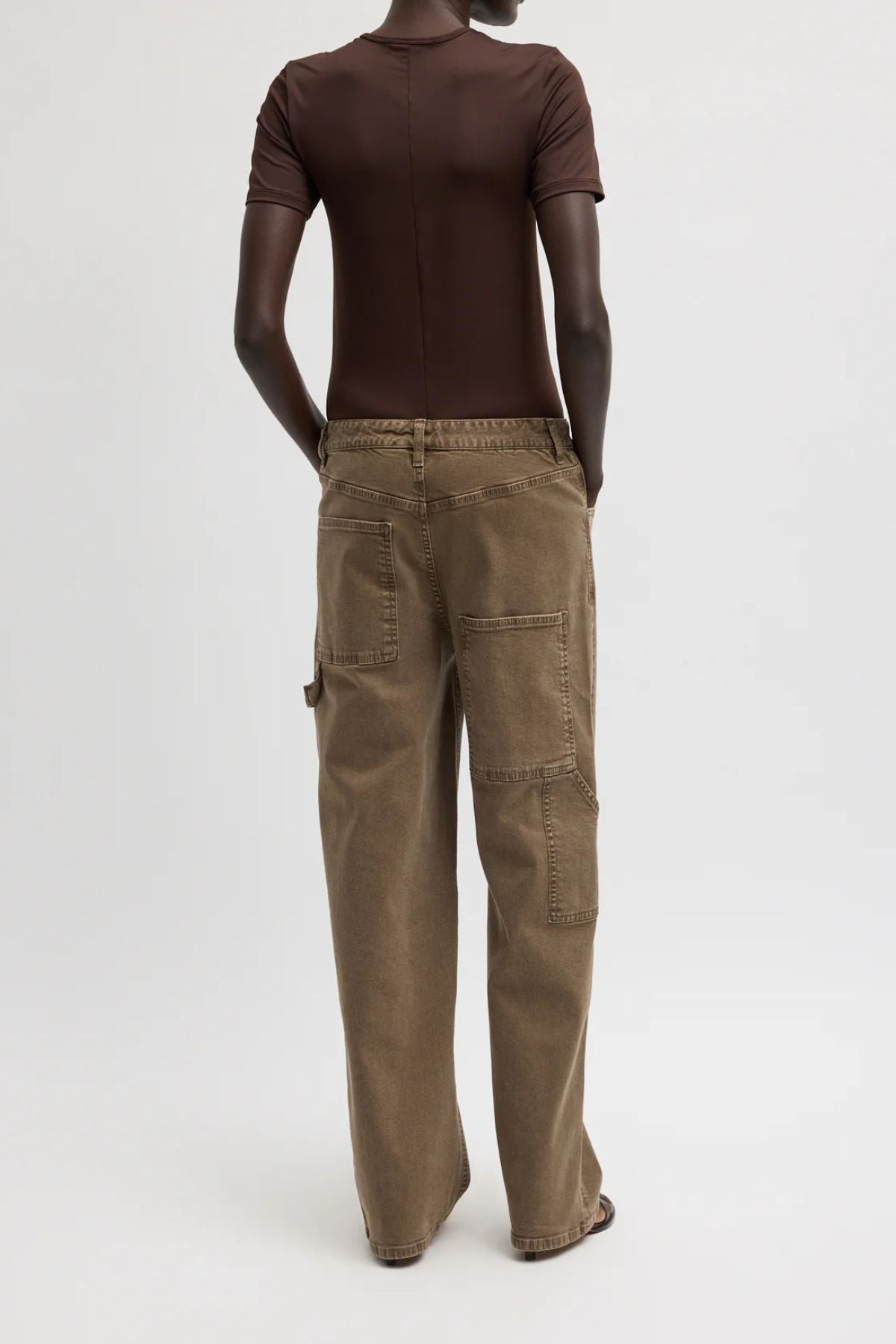 Tibi Garment Wash Stretch Twill Carpenter Jean - Brown