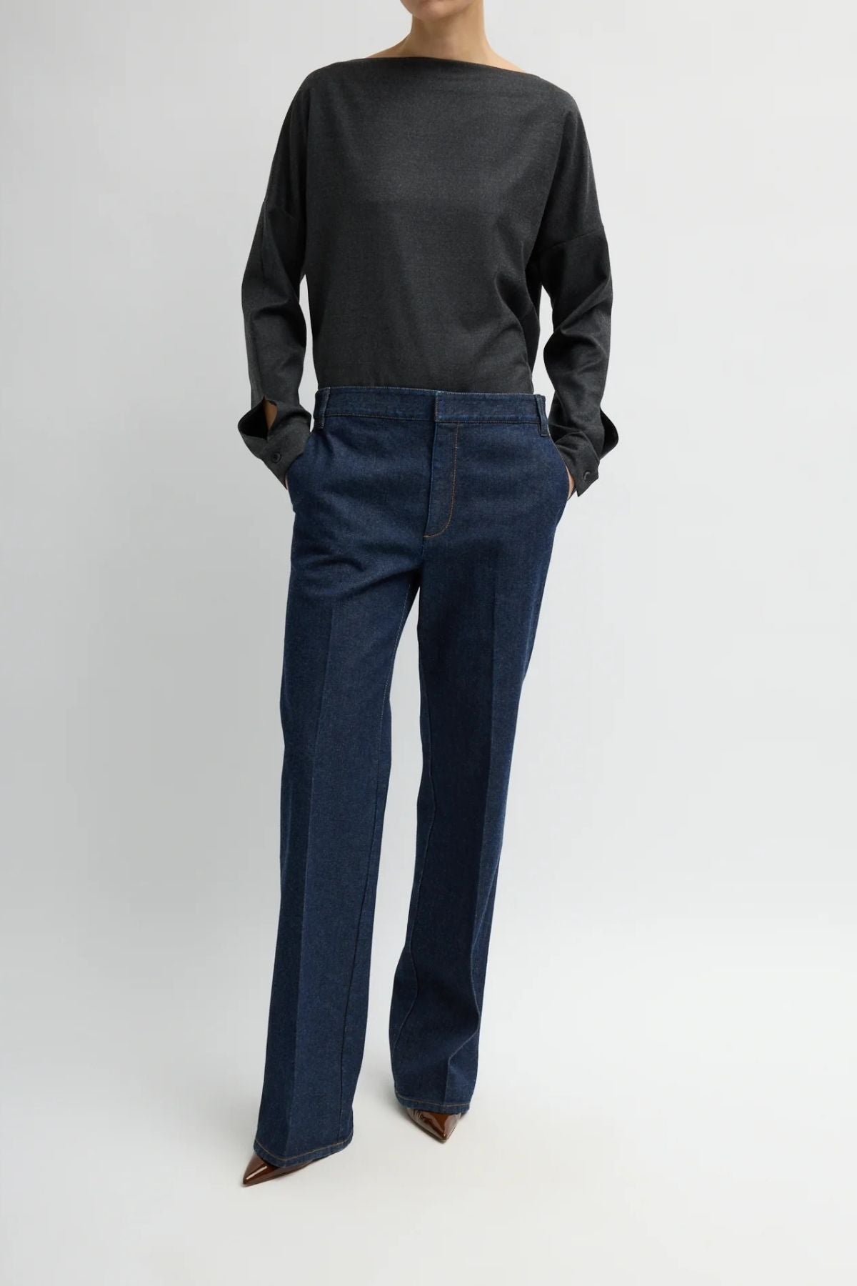 Tibi Indigo Denim Pat Trouser Jean - Dark Denim